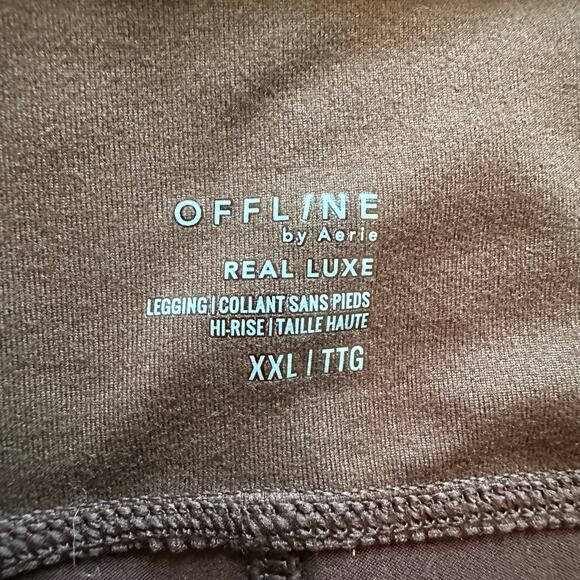 Aerie Offline Real Lux dark brown faux leather hi-rise leggings size XXL NWT - Picture 6 of 12